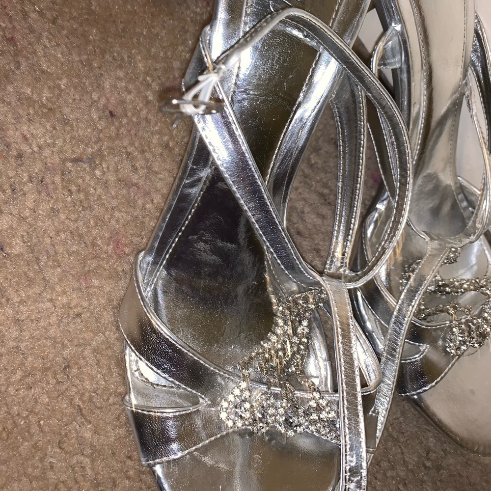 Silver strappy heels
